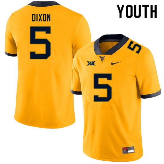 Youth West Virginia Mountaineers NCAA #5 Lance Dixon Gold Authentic Nike Stitched College Football Jersey NG15T87ZJ